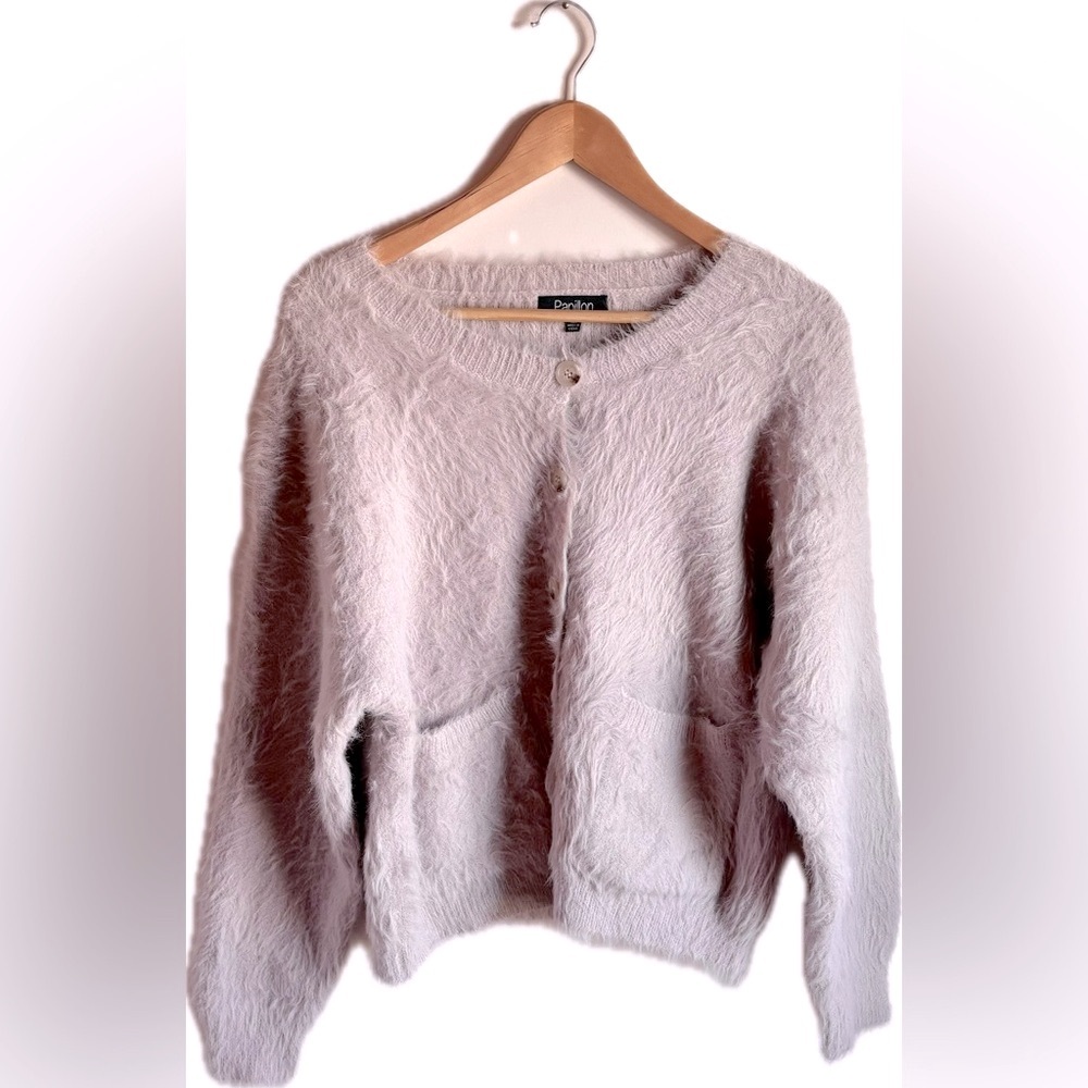 PAPILLON Pale Pink Fuzzy Cardigan